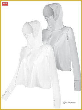 Women's UV Protection Full Zip Hoodie with Mask UPF 50+ Lightweight